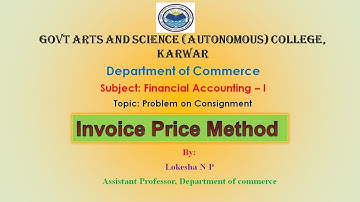 consignment accounts - problem on invoice price method