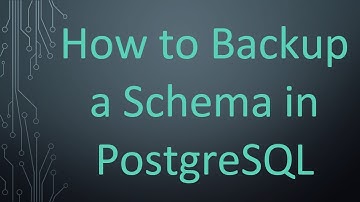 How to Backup a Schema in PostgreSQL