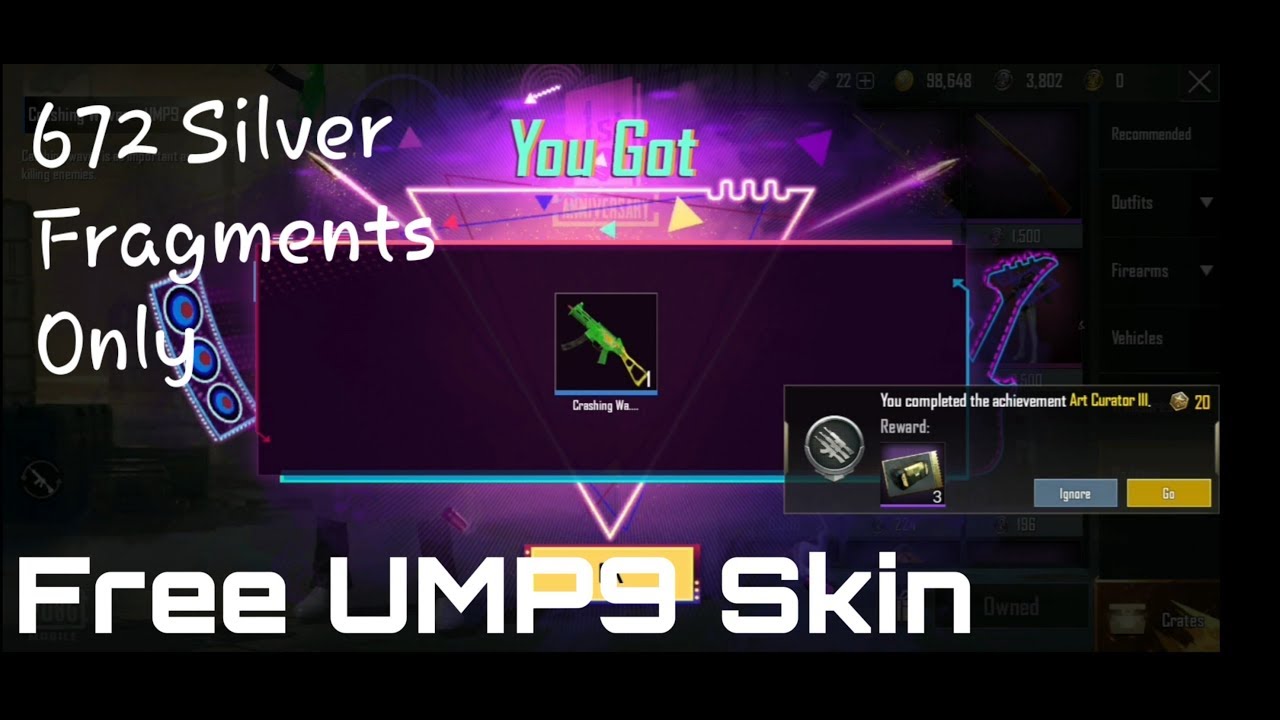 FREE UMP9 SKIN 672 SILVER FRAGMENTS ONLY | PUBG MOBILE