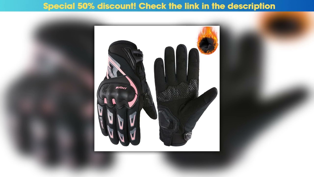 Flash Sale SUOMY Lady Pink Motorcycle Winter Gloves Women Teens Girls Waterproof Windproof Warm Mot