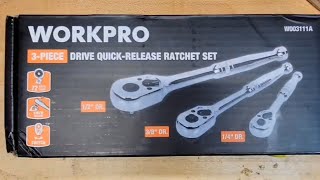 Workpro 3 piece Ratchet set. Budget Banger!