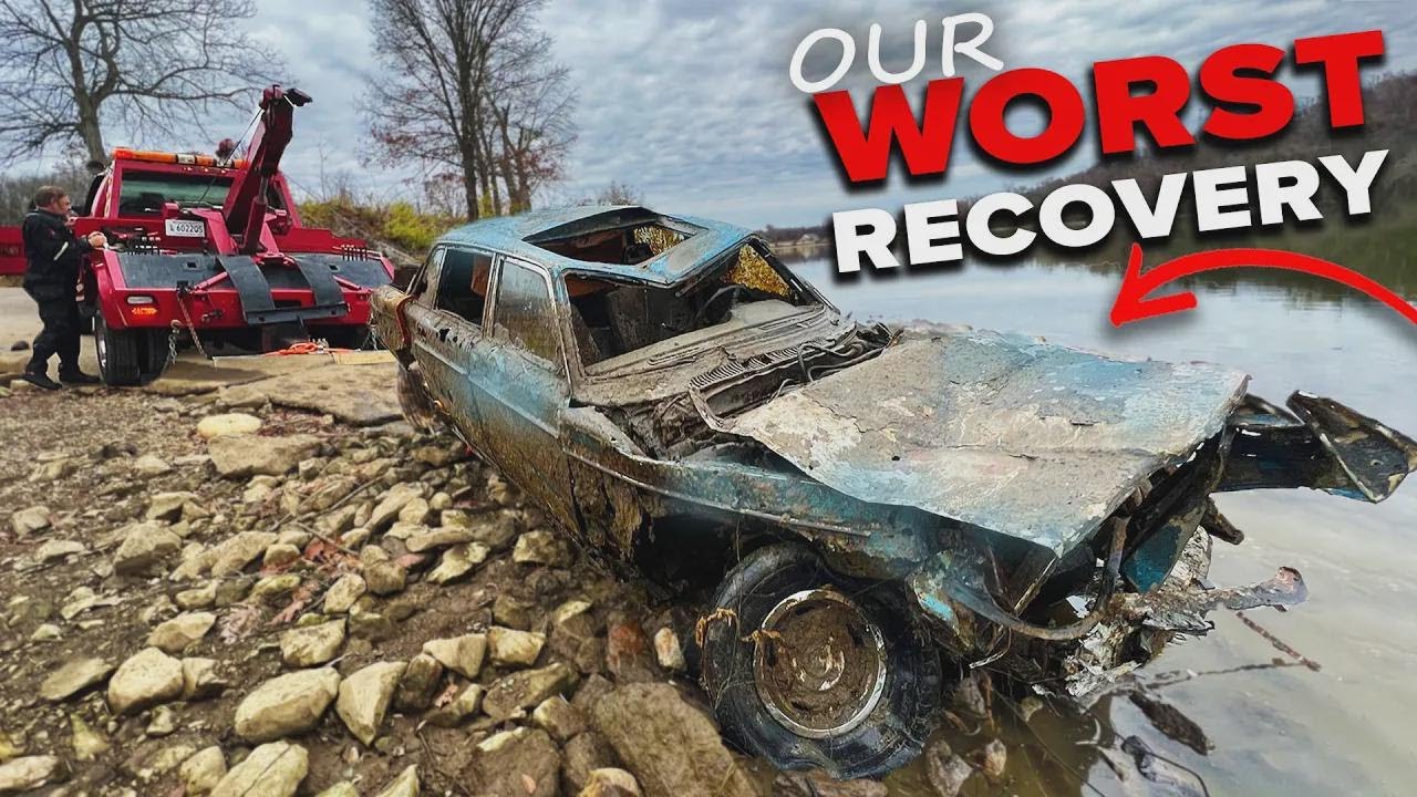 Volvo 264 GL wird nach 40 Jahren aus schlammigem Fluss gezogen – fast gescheitert!