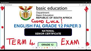 English Fal Grade 12 Paper 3 Report Term 4 November