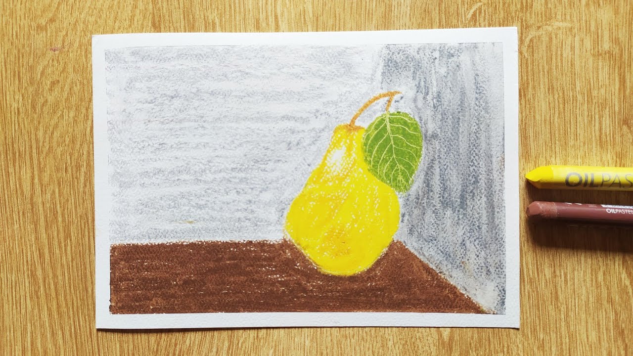 How to draw a pear with oil Pastel | Oil pastel Drawing | Mungyo oil ...