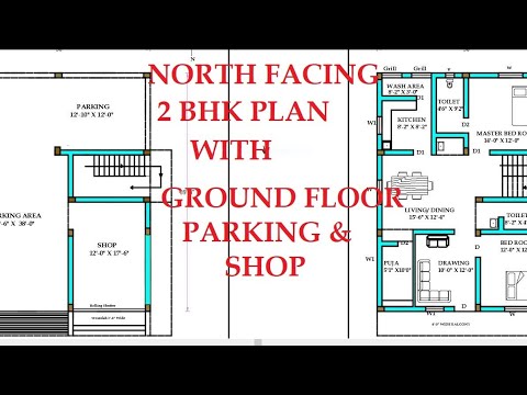 30 x 40 North Facing House plan 2 storied with Parking and Shop in ...