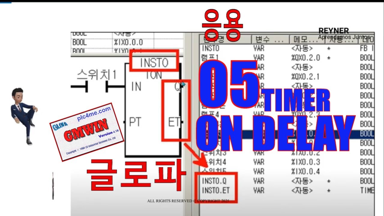 GMWIN 05 글로파 TIMER시간제 노동자 ON/OF DELAY LS GMWIN GLOFA PLCs GM4👌#tech # ...