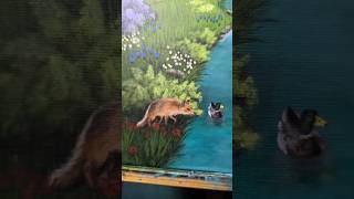 Part 2 | A fox hunting ducks in a mountain river valley | Acrylic Mountains Landscape