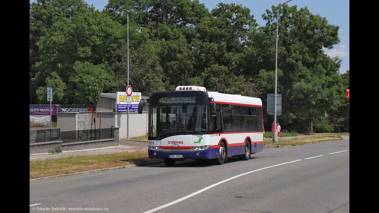 DPMO autobusy: linka 42(nová ulice - Fakultní nemocnice)-(solaris Alpino 8.6m 551)