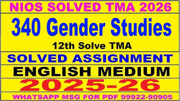nios Gender Studies 340 solved assignment 2025-26 | nios 340 tma solved 2025-26 Gender Studies