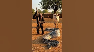 Monkey Saves Calf from Python 🦧🐍