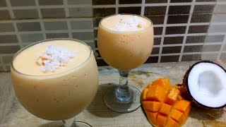 Mango Coconut Milk Shake /Home Made Mango Coconut Milk Shake Recipe