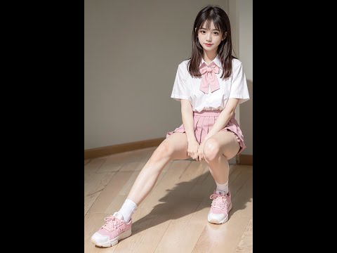 Japanese pink school girls uniform: Sailor suit blouse and skirt short sleeves | A.I. Art Lookbook