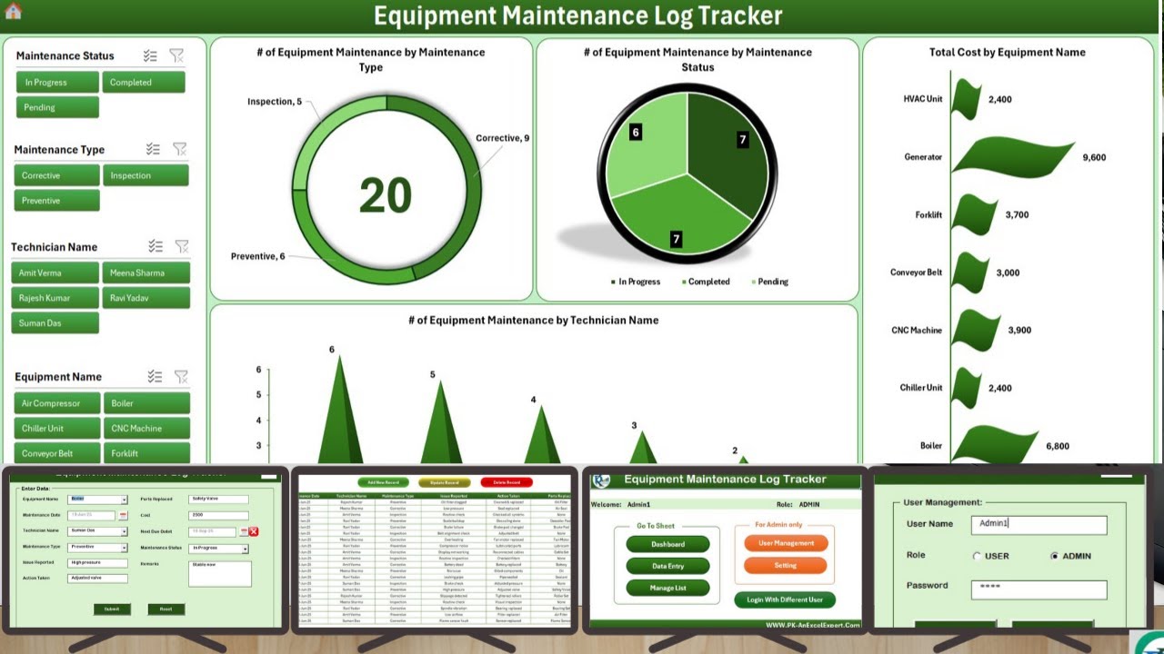 Equipment Maintenance Log Tracker in Excel