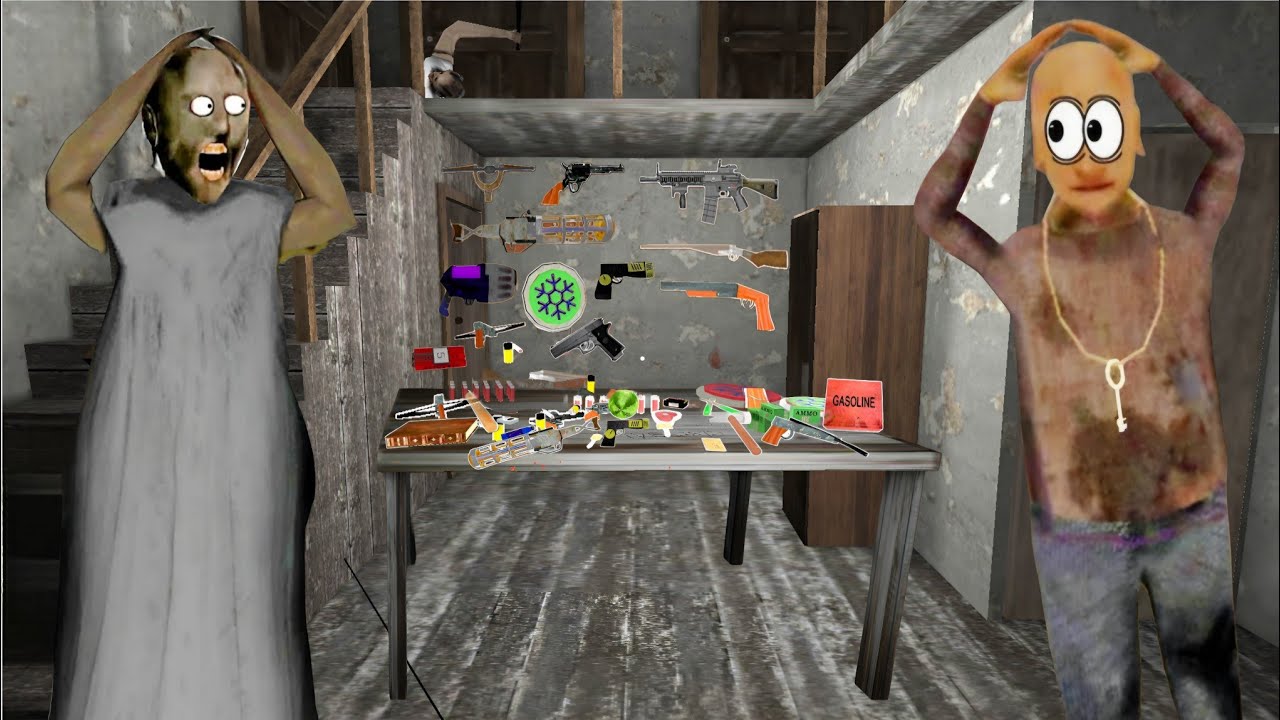 All New Weapons Vs Granny Grandpa And Train Escape (Funny Gameplay)