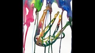 Woman falling - ink drip speed painting