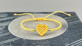 Macrame bracelet easy tutorial for beginners | Simple heart friendship bracelet making ideas 【A069】