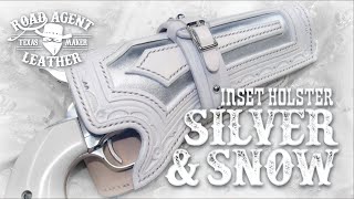 Leathercraft: Silver Insetted Inlayed Western Cowboy Holster in White Leatherwork ASMR