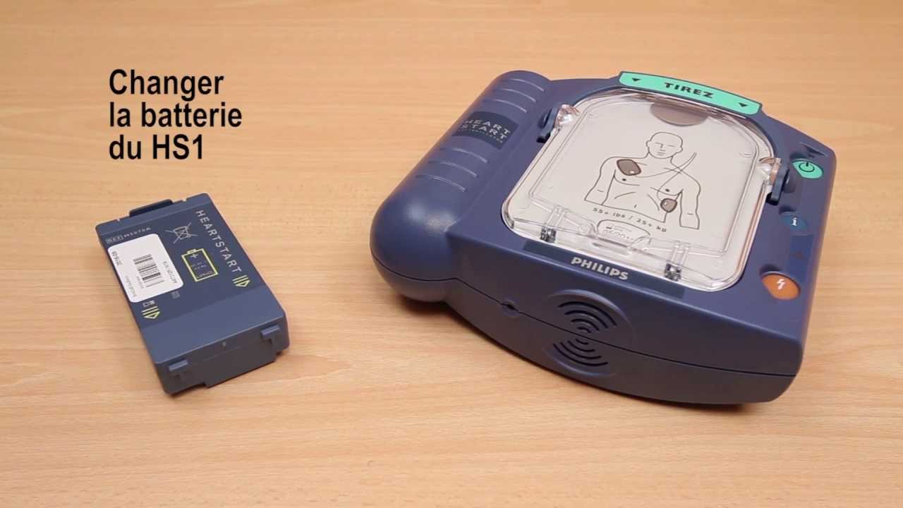 Défibrillateur Heart Start HS1: changement batterie et electrodes