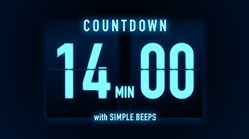 14 Minutes Countdown Timer 🔵 Flip Clock with Simple Beeps