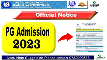 Nsou Pg Admission 2023, M.A , M.Sc, M.com, Netaji Subhas Open University, Masters Degree,