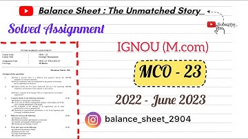 #Solved Assignment🔥 #ignou #mcom #MCO-23