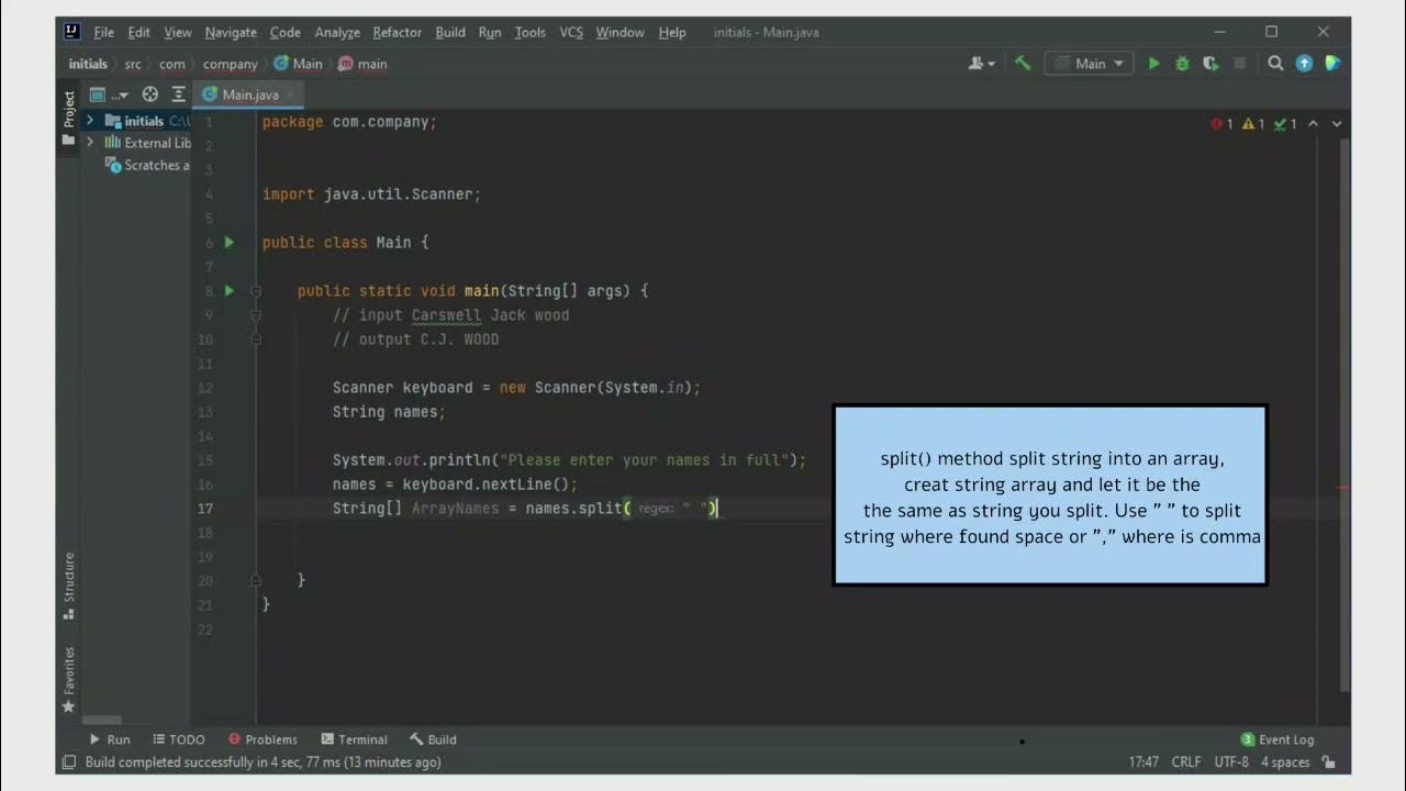 JAVA How to make initials names and surname(Simple way) - YouTube