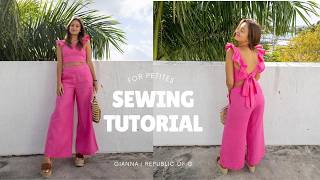 DIY Linen Wide Leg Pants for Petite Women | Sewing Tutorial | The Amore Pant with Sewing Pattern
