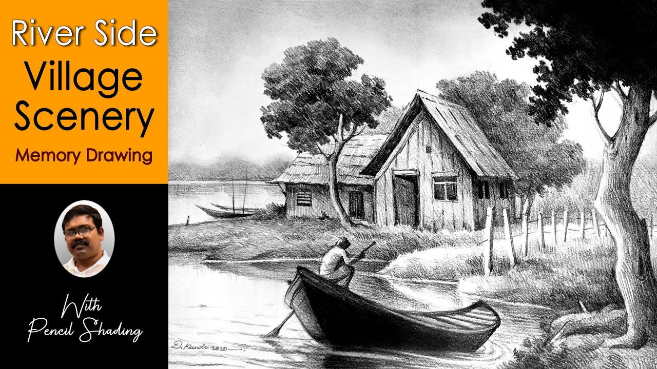 || How To Draw Easy Scenery | Easy Village Drawing | Step by Step Drawing for Beginners ||
