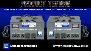 3 KVA Voltage Converter Transformer - 110-220V to 110-220V 1PH - (3) 110V Receptacles