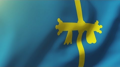 Asturias Flag Waving In The Wind. Looping Sun Rises Style. Animation Loop Stock Animation