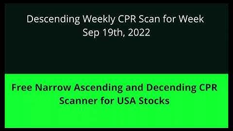Weekly CPR for ShortTerm Swing Trading | Three Descending CPR  and Developing CPR  Sep 19th, 2022