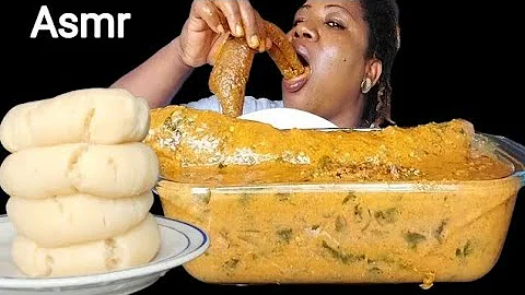 Nigeria food ASMR mukbang/ fufu with Peanut vegetable soup. (eating Sound ASMR)