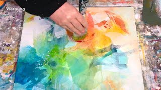 Abstract Art, abstrakte Acrylmalerei, das Spiel mit Transparenzen, farbenfrohe Malerei, DIY Kunst