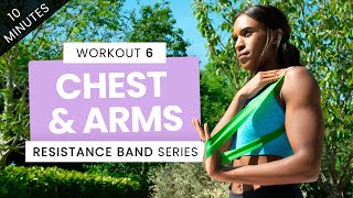 RESISTANCE BAND WORKOUT  ARMS & CHEST  HOME WORKOUT  10 MINUTES