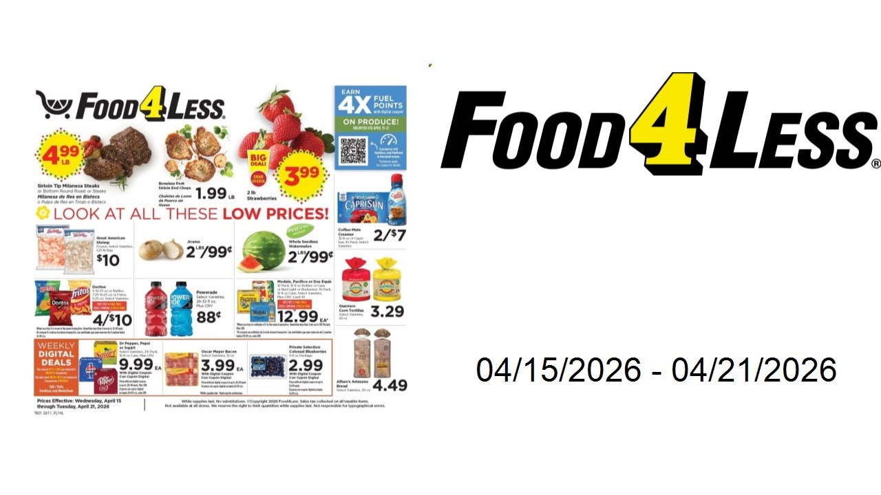 Food 4 Less Weekly Ad - 04/15/2026 - 04/21/2026 - YouTube