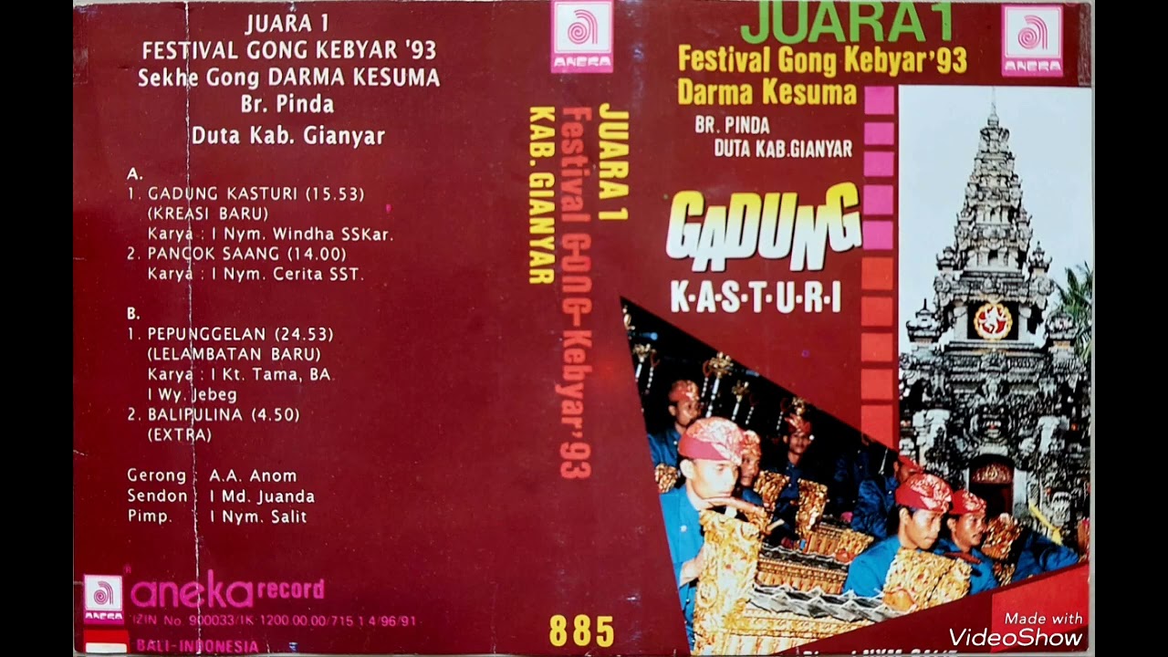 Juara 1 Festival Gong Kebyar 1993 Kab.Gianyar | Seke Gong Darma Kesuma Br. Pinda - Gianyar