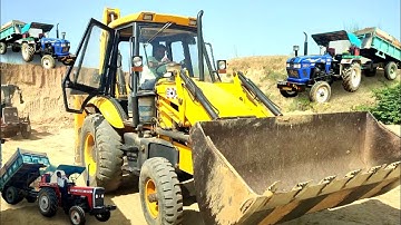 Jcb 3dx Machine Running Working Loading Mud in Trolley Massey, Eicher Tractors । Jcb Tractor Video