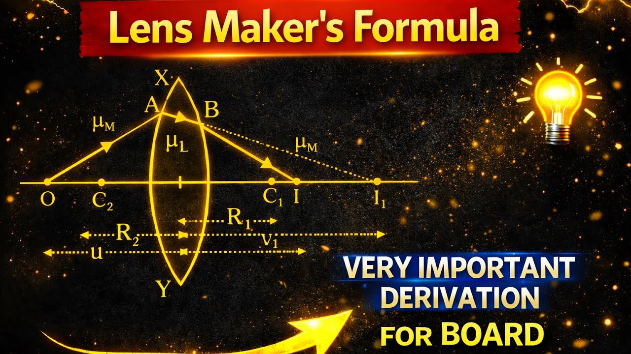 Lens Makers formula Derivation class 12 physics (Very Important Derivation for board)