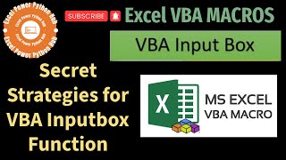 Celebrity Secret Strategies for VBA Inputbox Function #vba #excel #marathiexcel Wealth