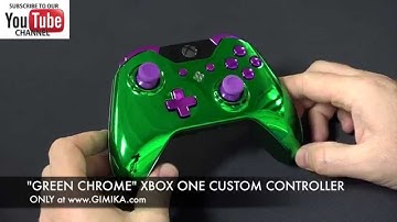 "Chrome Green Hulk" Xbox Custom Controller w/ Soft Touch Back & Purple Chrome Buttons by Gimika.com
