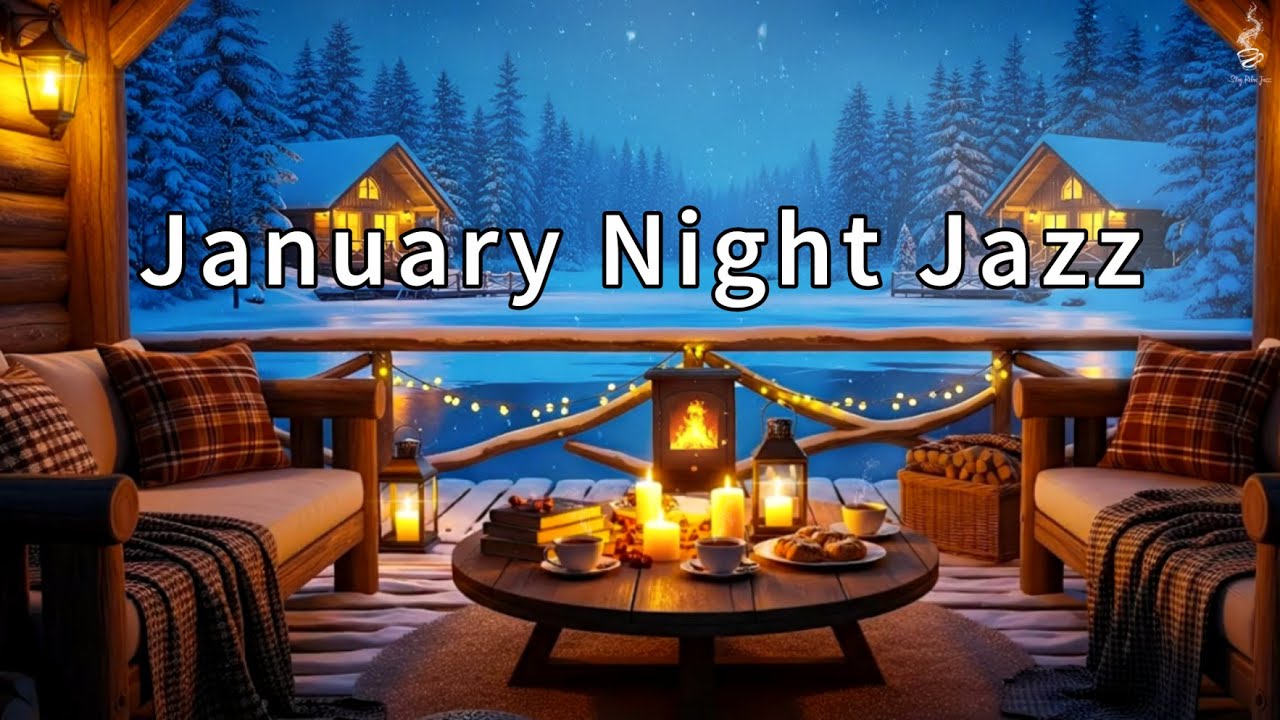 Jazz Music & Crackling Fireplace🔥Cozy Winter Night Ambience to Relax, Study & Calm Mind
