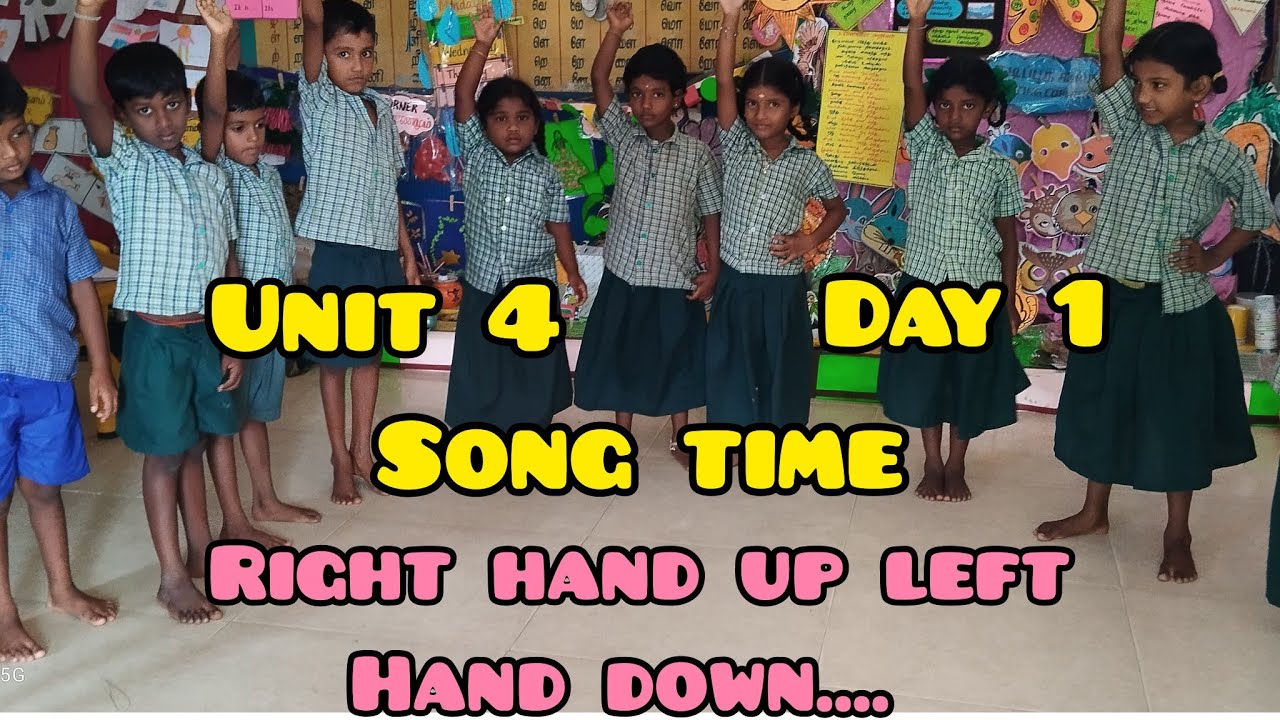 Unit 4 / Day 1/Song time/Right hand up left hand down and walk round ...