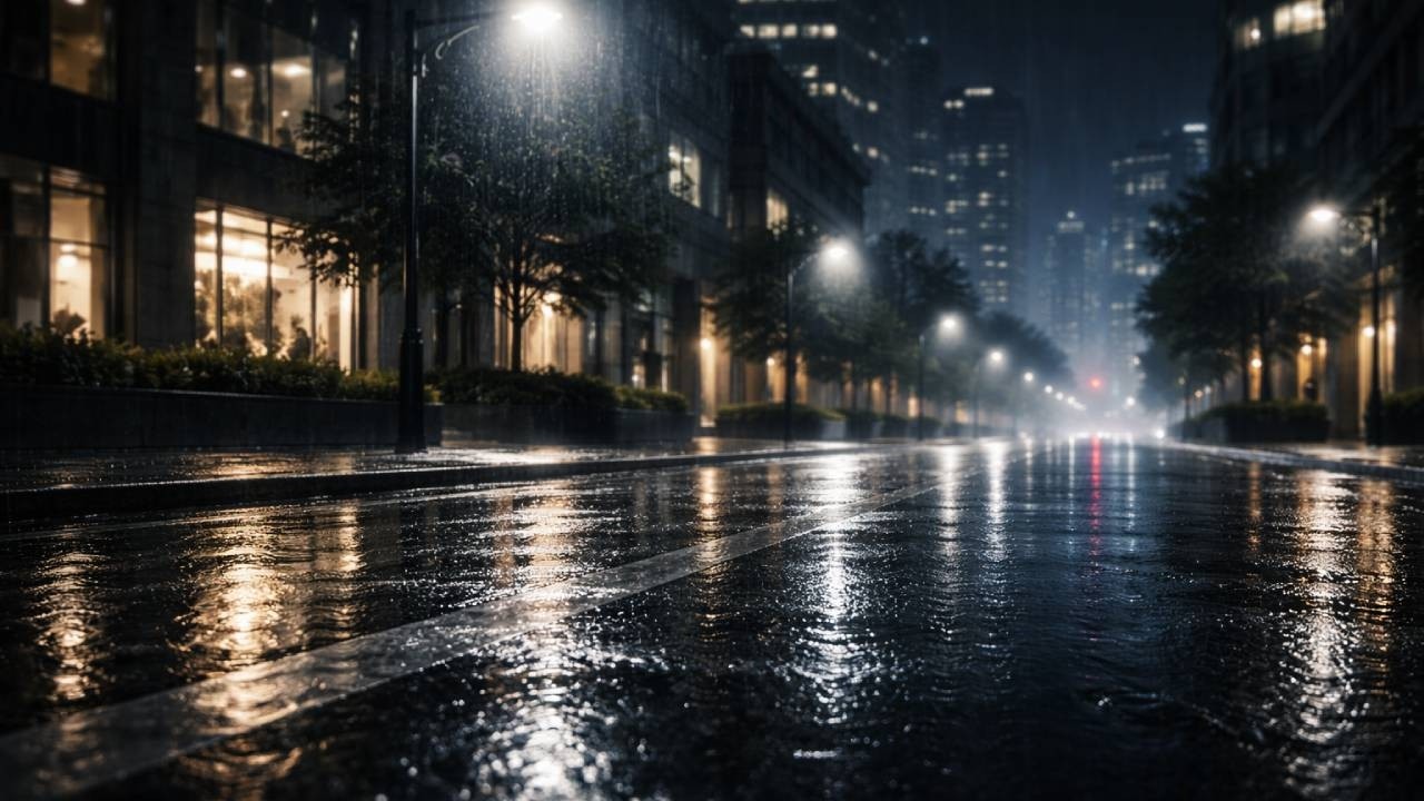 Night City Rain Sounds 🌃 3 Hours | Calm Urban Rain for Sleep & Focus