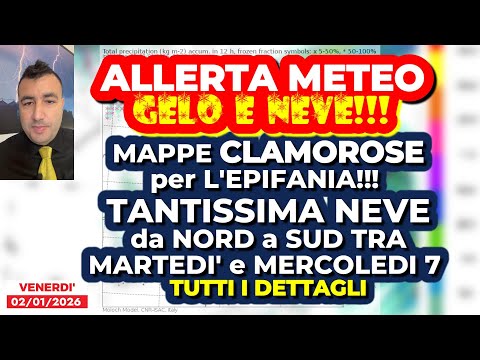 Video Allerta Meteo, la Befana porta GELO E NEVE in abbondanza! Mappe clamorose per le nevicate in città!!