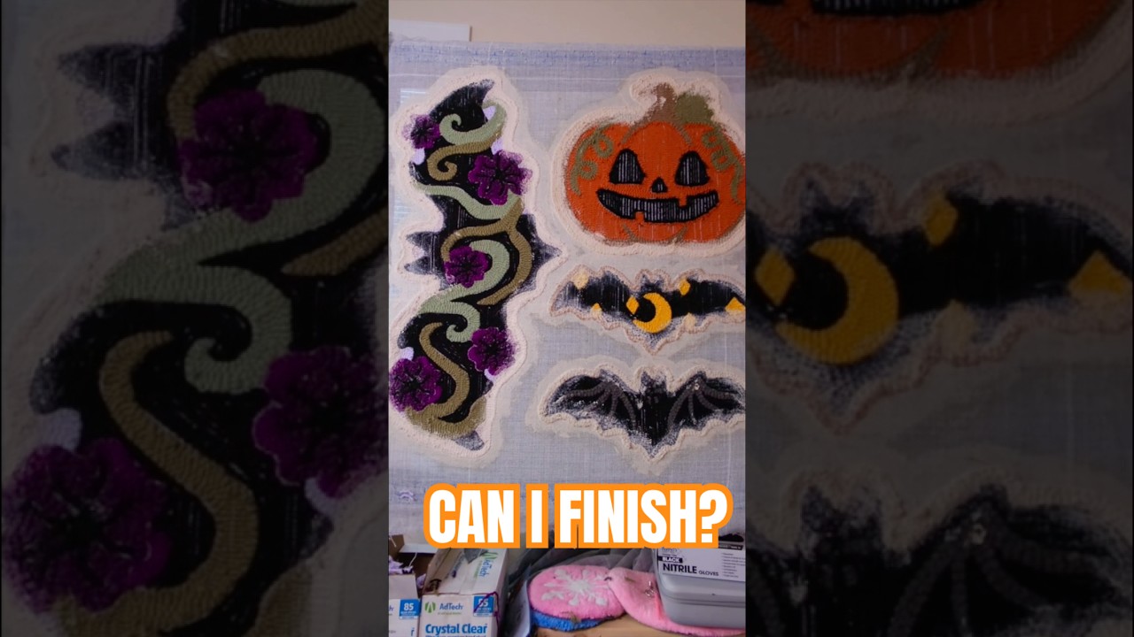 Can I Finish Tufting This ENTIRE FRAME TODAY? Halloween Rugs! 🎃