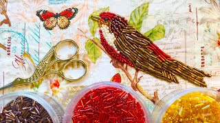 Slow stitch bird & flower autumn field notes | Roxy’s Journal of Stitchery | slow stitching beading