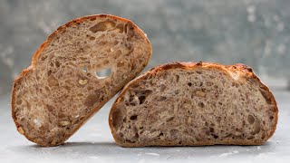 Хлеб на закваске с грецкими орехами и корицей/на 09:10 минуте видео вместо «час» через 20-30 минут