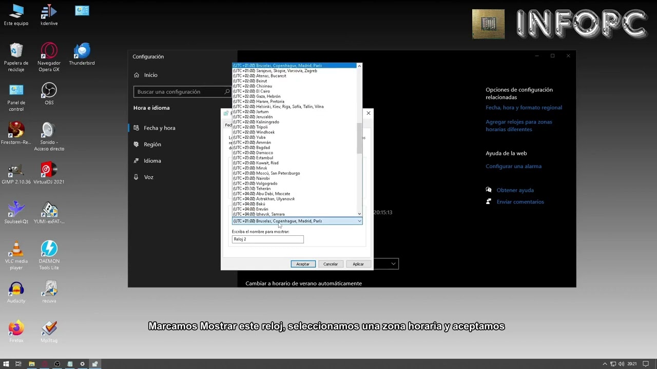 Cómo crear relojes con diferentes zonas horarias en windows 10