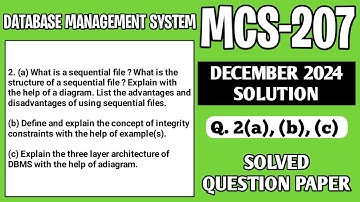 P5- 2(a), (b), (c) | MCS207 Dec 24 Solution | MCS 207 Solved Question Paper | MCS207 Important Ques
