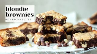 Fudgy Brownie Blondies Recipe With Brown Er, White And Dark Chocolate